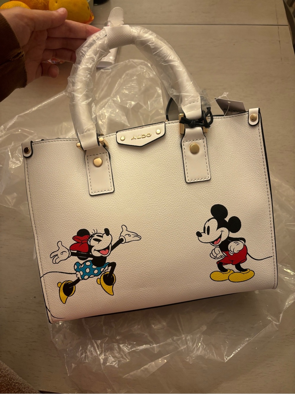 ALDO White Disney x ALDO Mickey & Minnie Graphic Satchel with inner clutch NWT